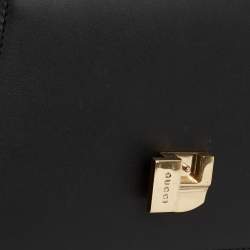 Pre Owned Gucci Black Leather Mini Web Chain Sylvie Top Handle Bag