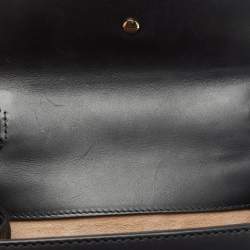 Pre Owned Gucci Black Leather Mini Web Chain Sylvie Top Handle Bag