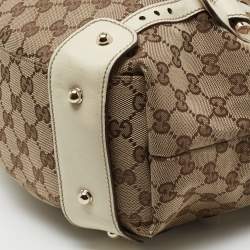 Pre Owned Gucci Beige/White GG Canvas and Leather Medium Pelham Shoulder Bag