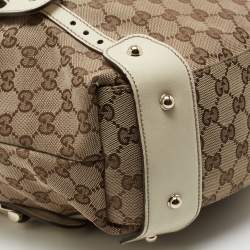 Pre Owned Gucci Beige/White GG Canvas and Leather Medium Pelham Shoulder Bag