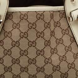 Pre Owned Gucci Beige/White GG Canvas and Leather Medium Pelham Shoulder Bag