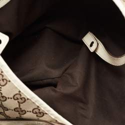 Pre Owned Gucci Beige/White GG Canvas and Leather Medium Pelham Shoulder Bag