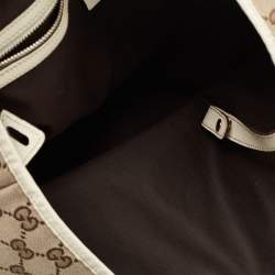 Pre Owned Gucci Beige/White GG Canvas and Leather Medium Pelham Shoulder Bag