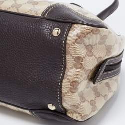Pre Owned Gucci Beige/Brown GG Crystal Canvas and Leather Princy Satchel