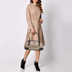Pre Owned Gucci Beige/Brown GG Crystal Canvas and Leather Princy Satchel