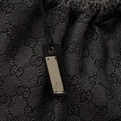 Gucci Black/Grey GG Denim and Leather Hobo