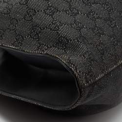 Gucci Black/Grey GG Denim and Leather Hobo