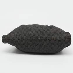 Gucci Black/Grey GG Denim and Leather Hobo