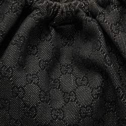 Gucci Black/Grey GG Denim and Leather Hobo