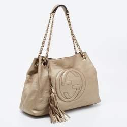 Pre Owned Gucci Gold Leather Medium Soho Chain Shoulder Bag