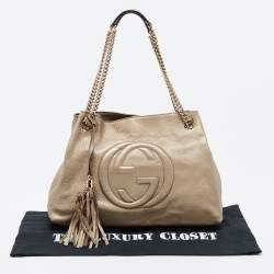 Pre Owned Gucci Gold Leather Medium Soho Chain Shoulder Bag