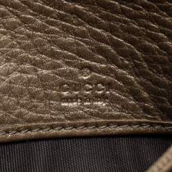 Pre Owned Gucci Metallic Beige Leather Soho Flap Continental Wallet