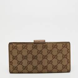 Gucci Beige GG Canvas and Leather Wallet