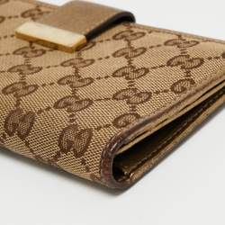 Gucci Beige GG Canvas and Leather Wallet