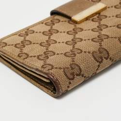 Gucci Beige GG Canvas and Leather Wallet