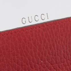Gucci Red Leather Mini GG Marmont Wallet on Chain