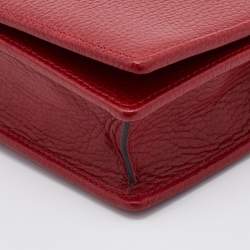 Gucci Red Leather Mini GG Marmont Wallet on Chain