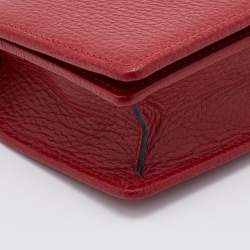Gucci Red Leather Mini GG Marmont Wallet on Chain