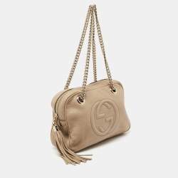Pre Owned Gucci Beige Leather Soho Bag