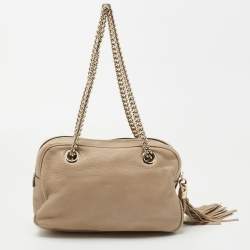 Pre Owned Gucci Beige Leather Soho Bag