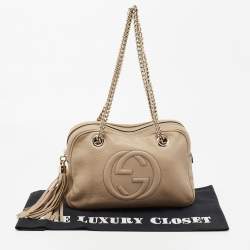 Pre Owned Gucci Beige Leather Soho Bag