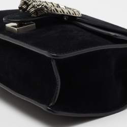 Pre Owned Gucci Black Suede and Leather Mini Dionysus Shoulder Bag