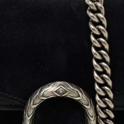 Pre Owned Gucci Black Suede and Leather Mini Dionysus Shoulder Bag