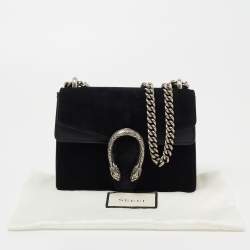 Pre Owned Gucci Black Suede and Leather Mini Dionysus Shoulder Bag