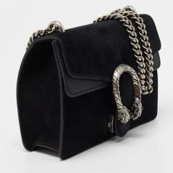 Pre Owned Gucci Black Suede and Leather Mini Dionysus Shoulder Bag