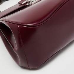 Pre Owned Gucci Burgundy Leather Bamboo Lady Lock Top Handle Bag