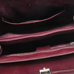 Pre Owned Gucci Burgundy Leather Bamboo Lady Lock Top Handle Bag