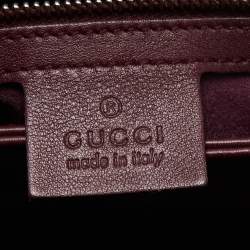 Pre Owned Gucci Burgundy Leather Bamboo Lady Lock Top Handle Bag