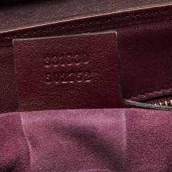 Pre Owned Gucci Burgundy Leather Bamboo Lady Lock Top Handle Bag