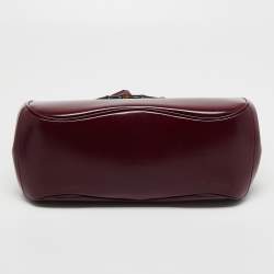 Pre Owned Gucci Burgundy Leather Bamboo Lady Lock Top Handle Bag