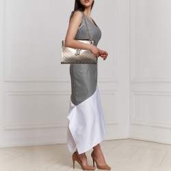 Pre Owned Gucci Dark Olive Guccissima Patent Leather Large Emily Chain Shoulder Bag