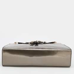 Pre Owned Gucci Dark Olive Guccissima Patent Leather Large Emily Chain Shoulder Bag