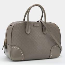 Gucci Light Taupe Diamante Leather Satchel 