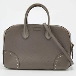 Gucci Light Taupe Diamante Leather Satchel 