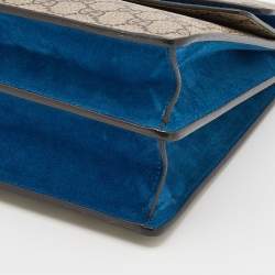 Pre Owned Gucci Beige/Blue GG Supreme Canvas and Suede Medium Dionysus Shoulder Bag