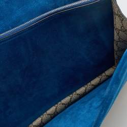 Pre Owned Gucci Beige/Blue GG Supreme Canvas and Suede Medium Dionysus Shoulder Bag