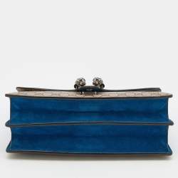 Pre Owned Gucci Beige/Blue GG Supreme Canvas and Suede Medium Dionysus Shoulder Bag