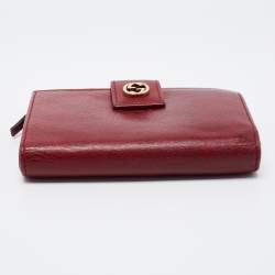 Gucci Burgundy Leather Interlocking G French Compact Wallet