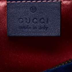 Pre Owned Gucci Royal Blue Matelassé Velvet Small GG Marmont Shoulder Bag