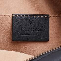 Pre Owned Gucci Black Matelassé Leather GG Marmont Belt Bag