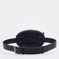 Pre Owned Gucci Black Matelassé Leather GG Marmont Belt Bag