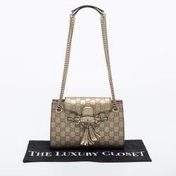 Pre Owned Gucci Gold Guccissima Leather Small Emily Shoulder Bag