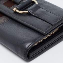 Gucci Grey Leather Horsebit Web Wallet On Chain