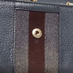 Gucci Grey Leather Horsebit Web Wallet On Chain
