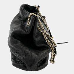 Pre Owned Gucci Black Pebbled Leather Medium Soho Chain Shoulder Bag