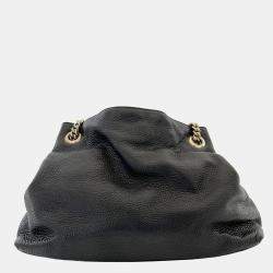 Pre Owned Gucci Black Pebbled Leather Medium Soho Chain Shoulder Bag